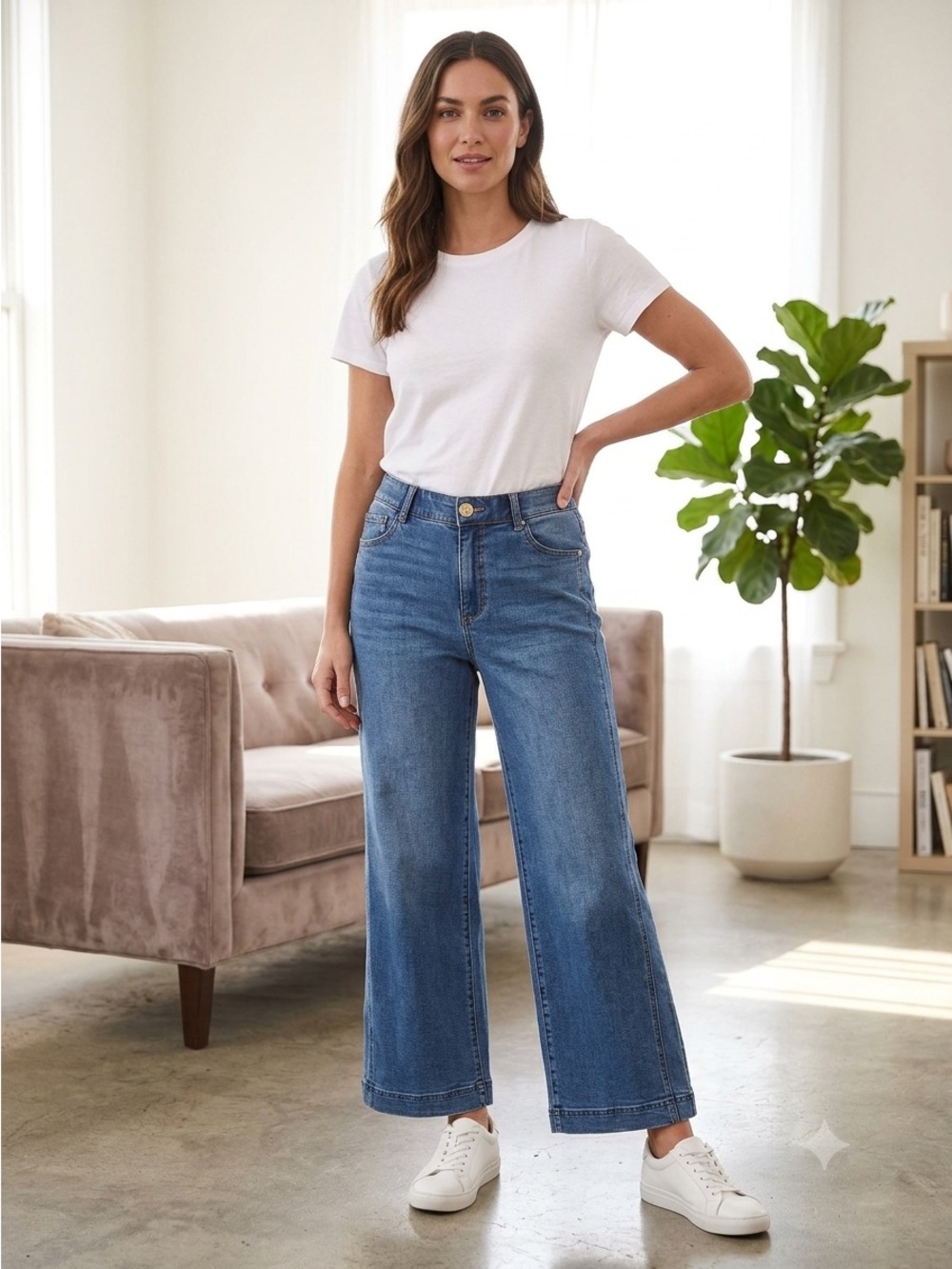Wit & Wisdom Gracie Medium Blue Wide Leg Jeans Sz 10
